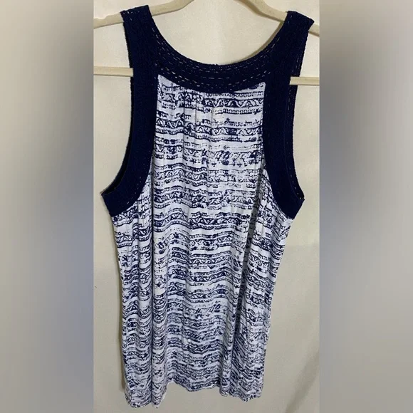 Max Jeans Blue & White Crocheted Trim Tank Top - Picture 5 of 7